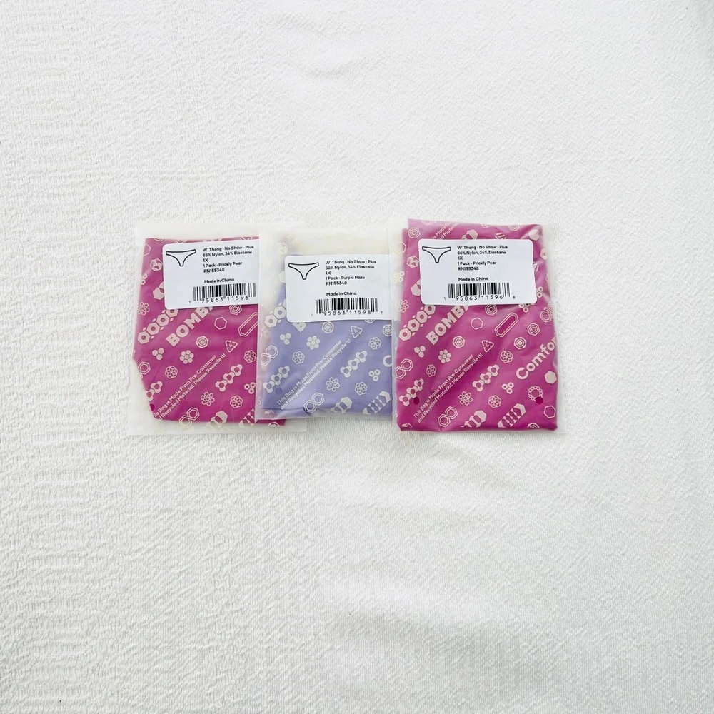 NWT Bombas 3 Pack Bundle Underwear Thong Panties “ No Show “ Size 1X